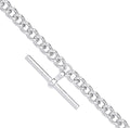 Sterling Silver T-Bar Pendant Curb Chain Necklace/Bracelet