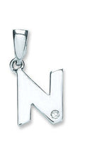 9ct White Gold 0.01ct Diamond N Initial