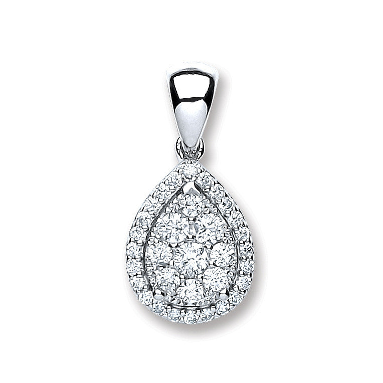 18ct White Gold 0.40ct Diamond Pear Sh Pendant