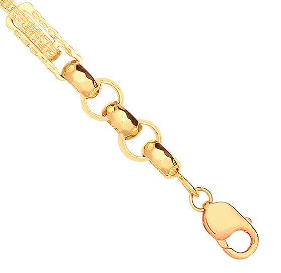 9ct Yellow Gold Gypsy Link Belcher Gents Bracelet