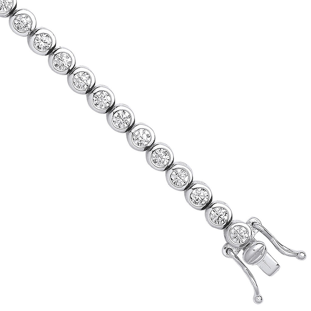 Sterling Silver Rubover Cubic Zirconia Tennis Bracelet