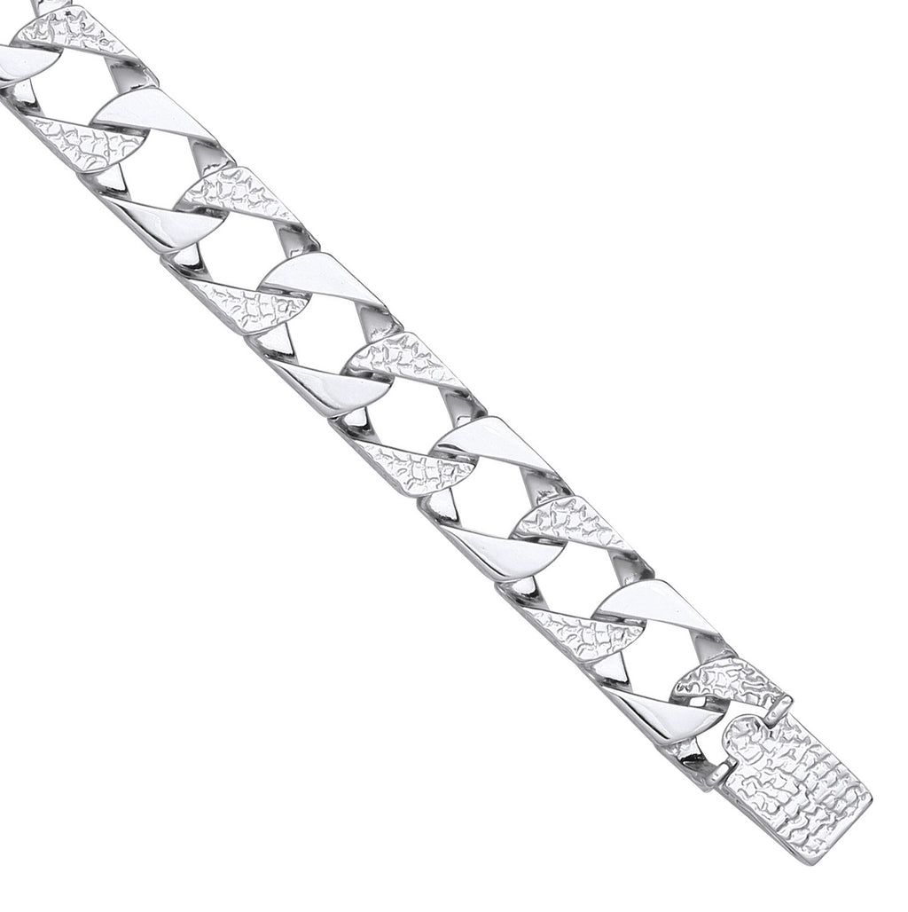 Sterling Silver 10mm Plain & Patterned Cast Bracelet
