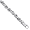 Sterling Silver 7mm Cubic Zirconia Set Rope Chain