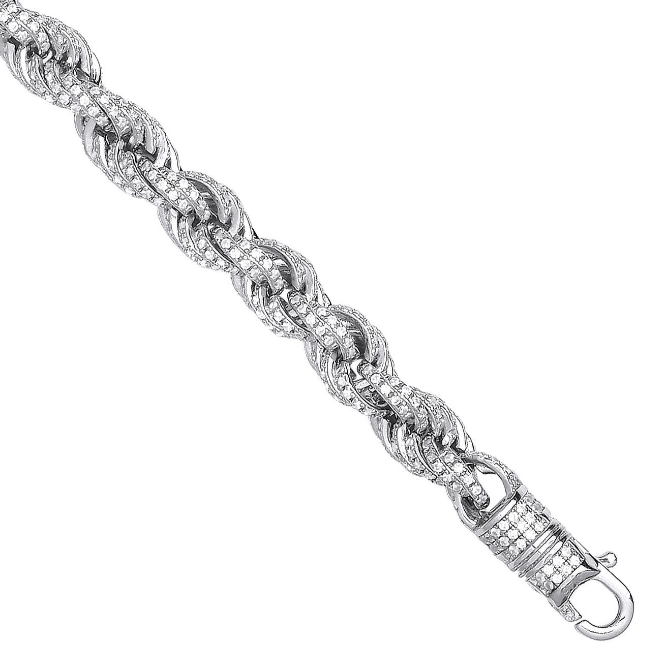 Sterling Silver 7mm Cubic Zirconia Set Rope Chain