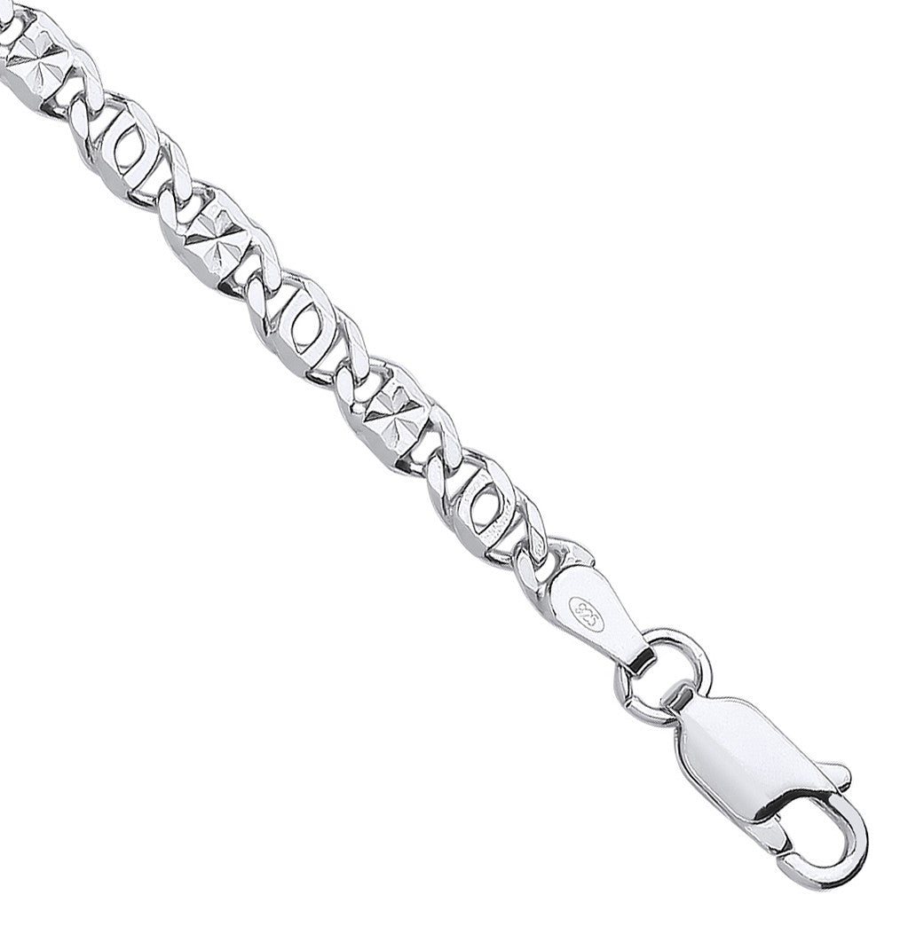 Sterling Silver 3.7mm Anchor Chain with Star Stamp