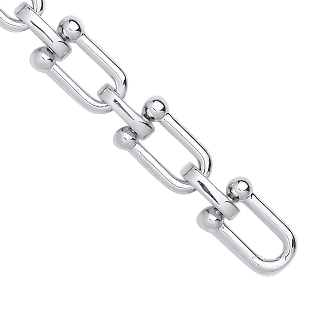 Sterling Silver Bike Lock Link with Cubic Zirconias Ladies Bracelet