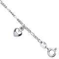 Sterling Silver small figaro chain with heart charms bracelet