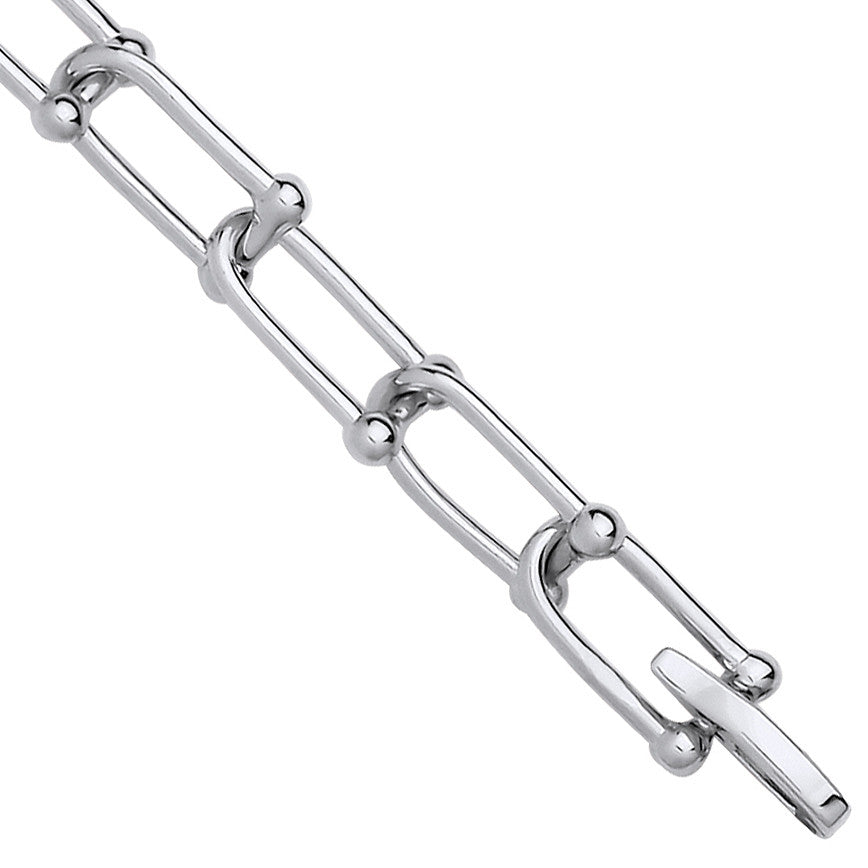 Sterling Silver Bike Lock Link Ladies Bracelet