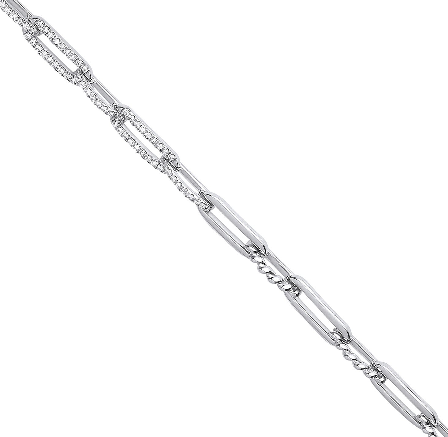 9ct White gold 0.42ct Curb bracelet