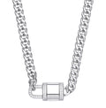 Sterling Silver Cubic Zirconia Padlock Choker Necklace