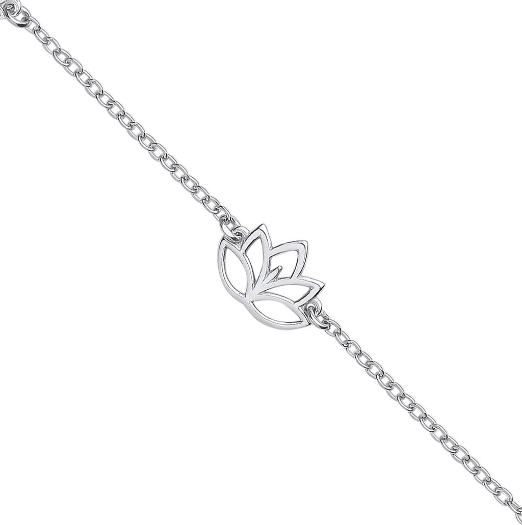 Sterling Silver Lotus Flowers Ladies Bracelet
