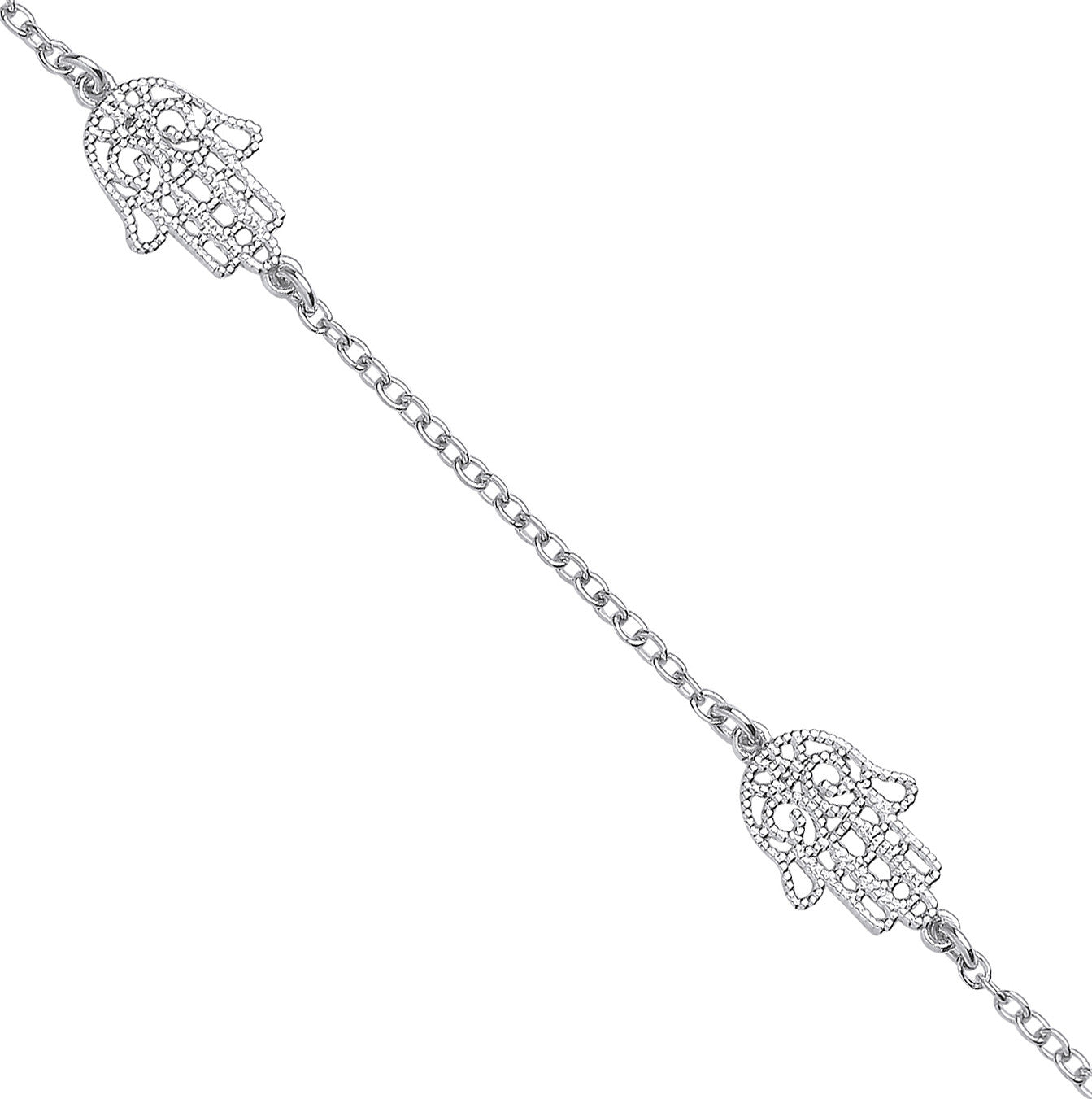 Sterling Silver Hamsa Hand Ladies Bracelet
