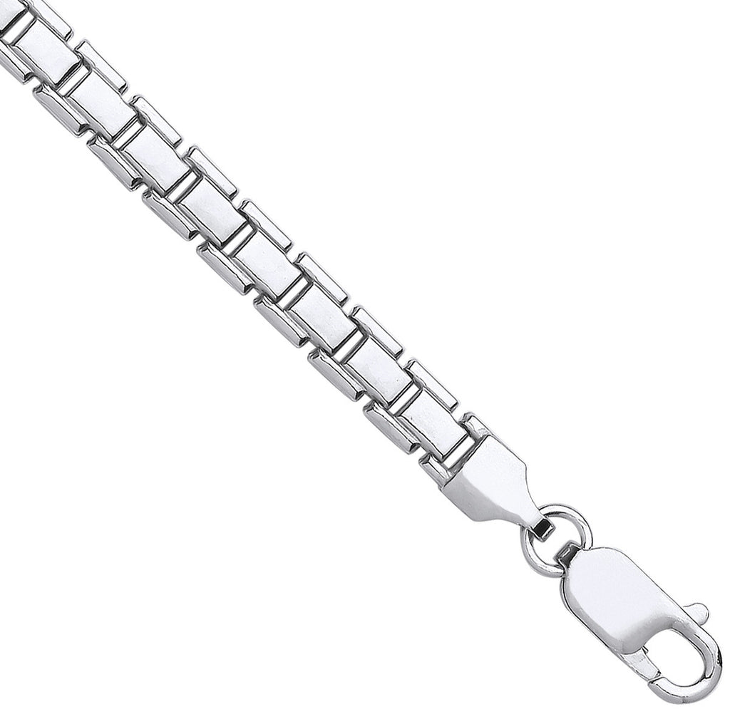 Sterling Silver 5.2mm Flat Box Link Chain Bracelet