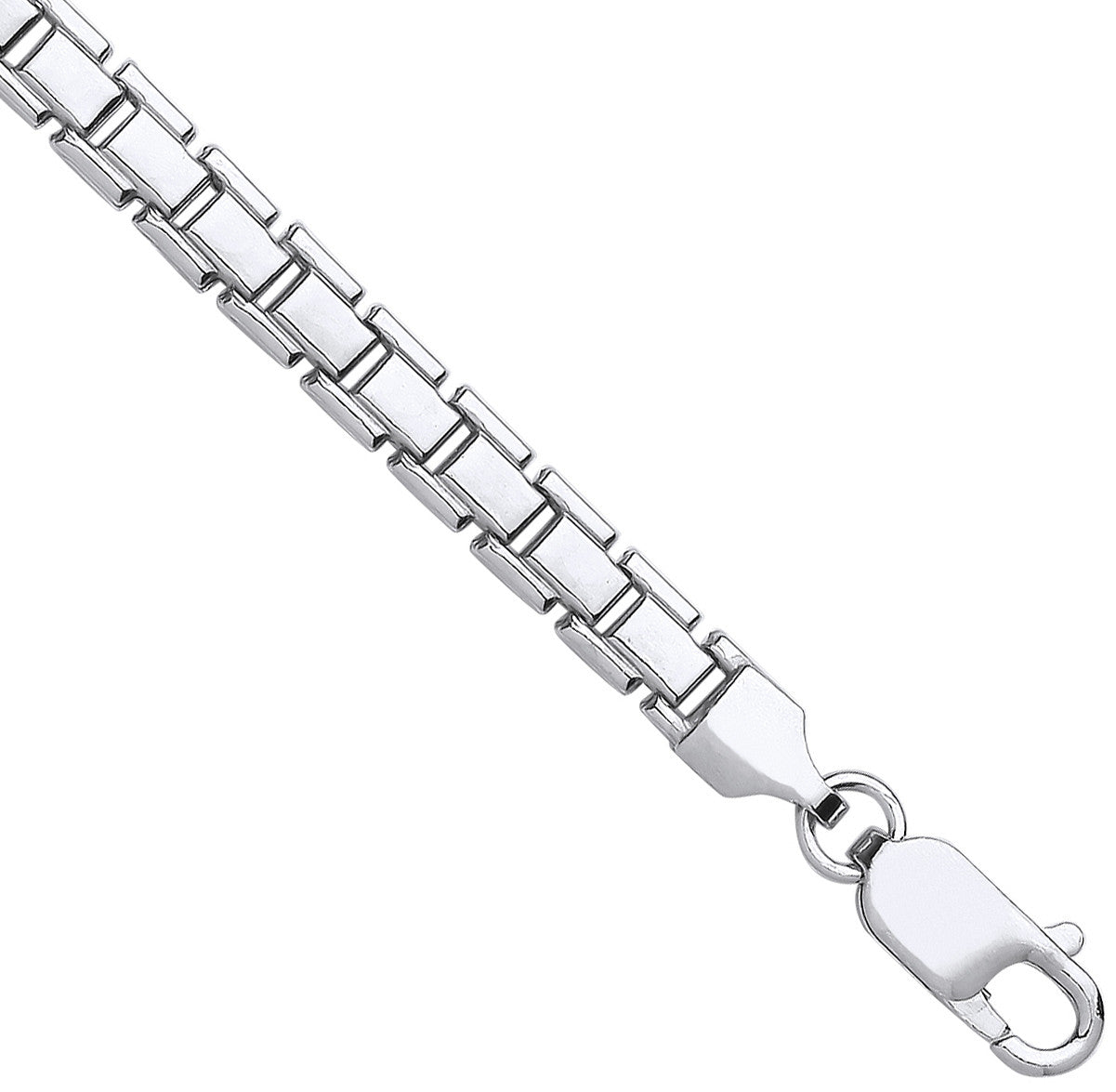 Sterling Silver 5.2mm Flat Box Link Chain Bracelet