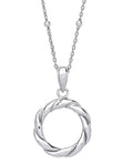 Sterling Silver Twisted Circle Of Life Pendant on Beaded Necklace