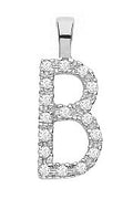 9ct White Gold 0.06ct Diamond B Initial