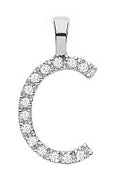9ct White Gold 0.05ct Diamond C Initial