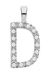 9ct White Gold 0.06ct Diamond D Initial