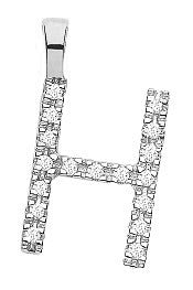 9ct White Gold 0.06ct Diamond H Initial