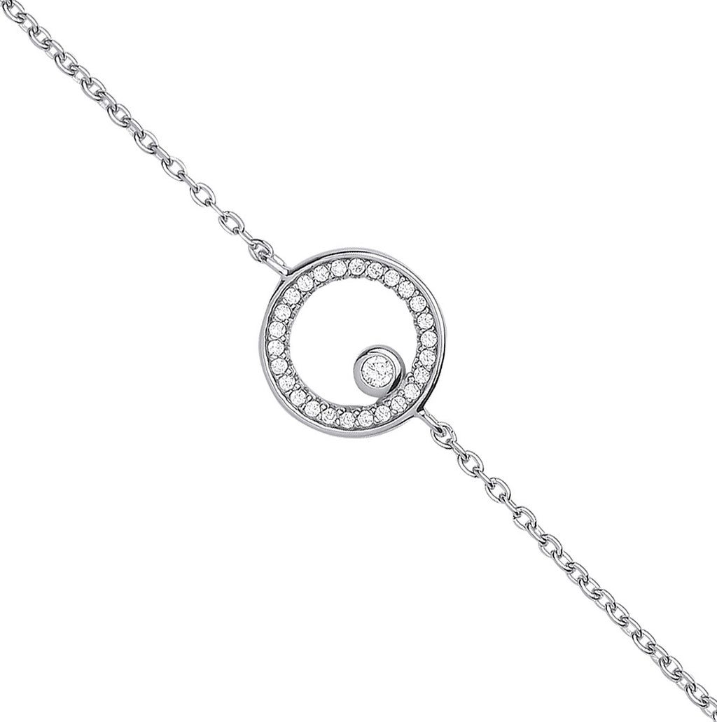 Sterling Silver Circle of Life Cubic Zirconia Ladies Bracelet