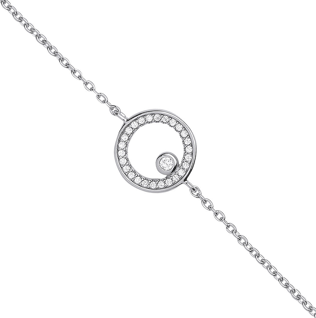 Sterling Silver Circle of Life Cubic Zirconia Ladies Bracelet
