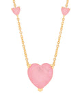 Sterling Silver Yellow Gold Plated, Pink Heart Necklace
