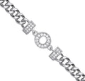 Sterling Silver Circle of Life Cubic Zirconia Ladies Curb Bracelet