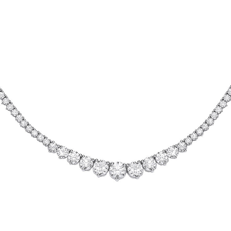 18ct White Gold Graduated 10.00ct 17 Inch Necklace