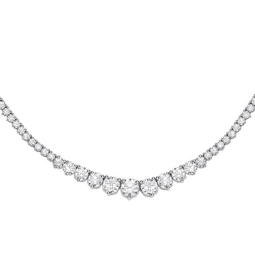 18ct White Gold Graduated 10.00ct 17 Inch Necklace
