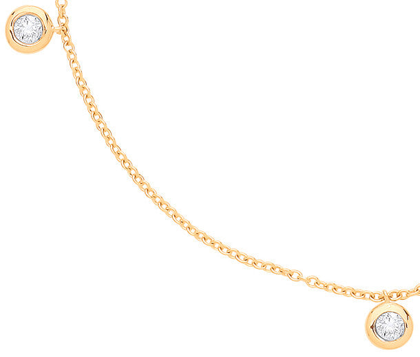 9ct Yellow Gold Rub-Over 0.25ctw Diamond (18in/45cm) Chain