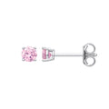 Sterling Silver Pink Cubic Zirconia Round Brilliant 4mm Studs