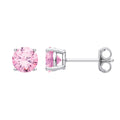 Sterling Silver Pink Cubic Zirconia Round Brilliant 6mm Studs