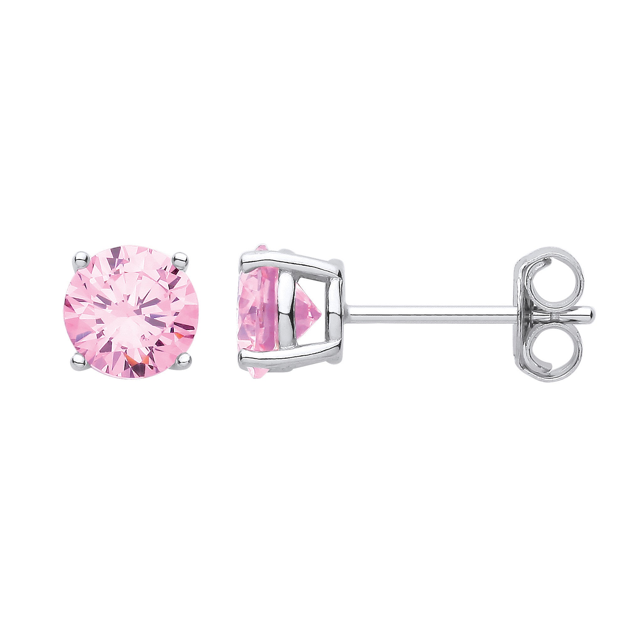 Sterling Silver Pink Cubic Zirconia Round Brilliant 6mm Studs
