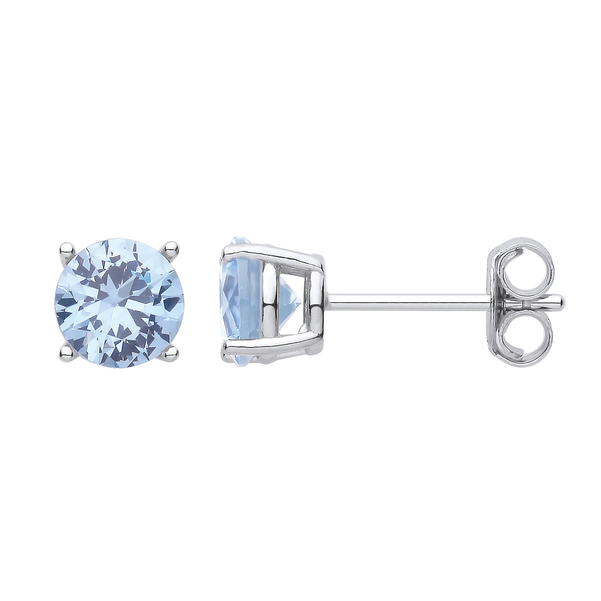 Sterling Silver Blue Cubic Zirconia Round Brilliant 6mm Studs