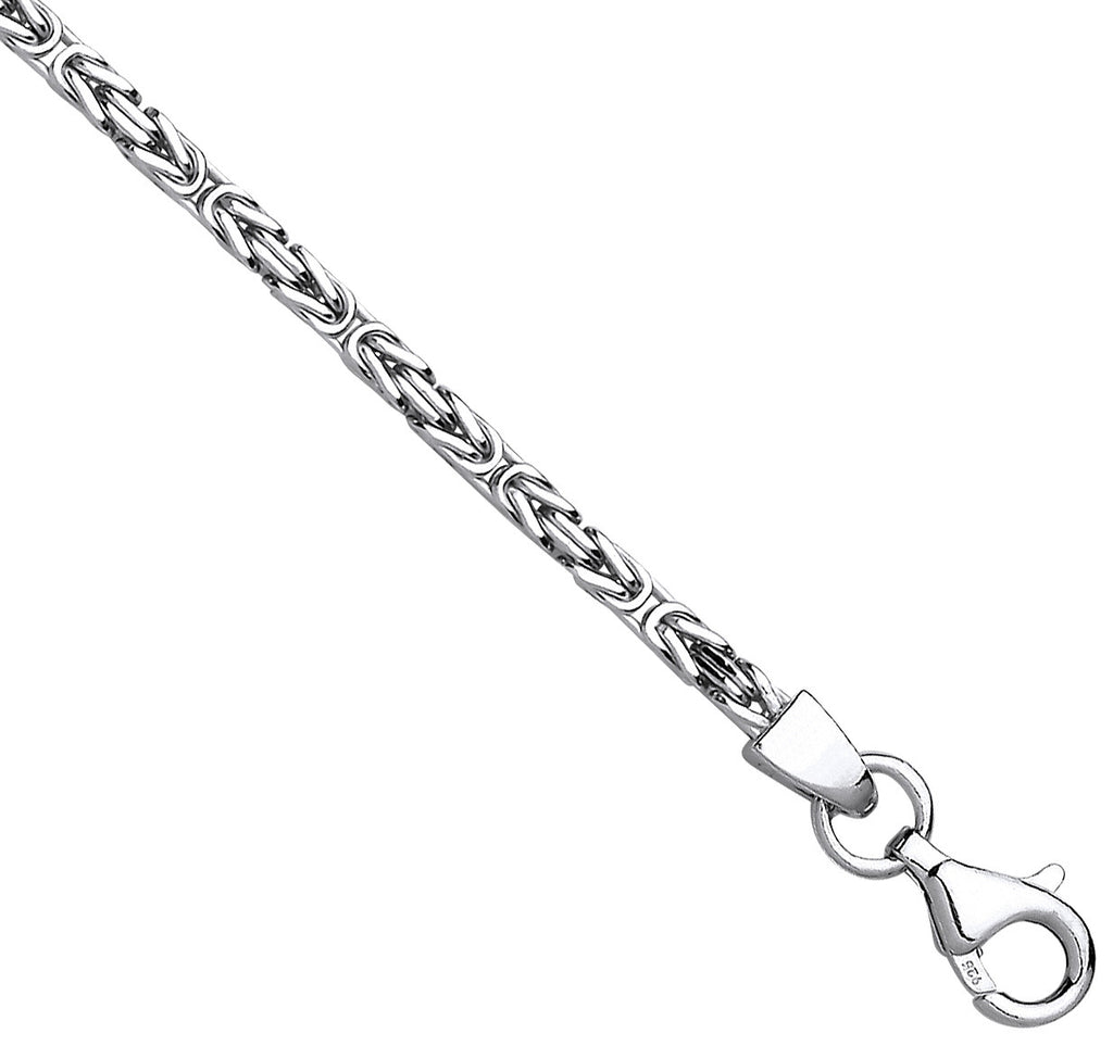 Sterling Silver 2.5mm Square Byzantine Chain