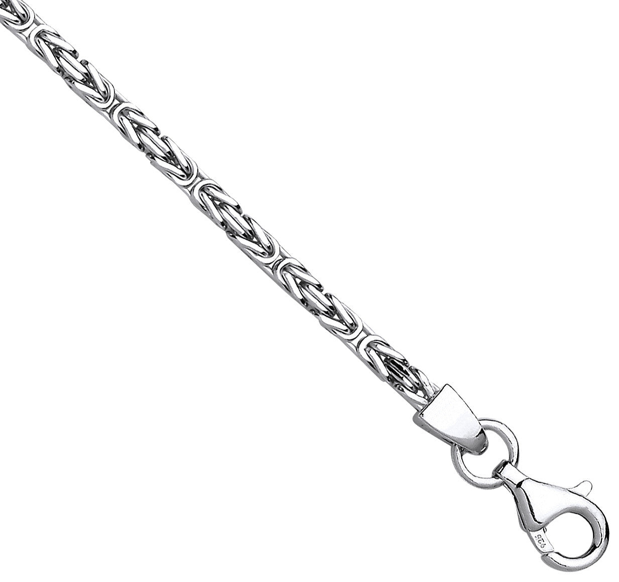 Sterling Silver 2.5mm Square Byzantine Chain