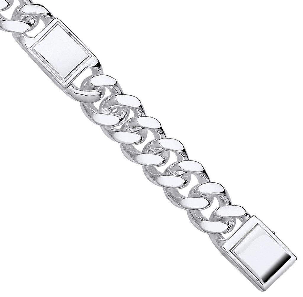 Sterling Silver Curb Fancy Gents Bracelet