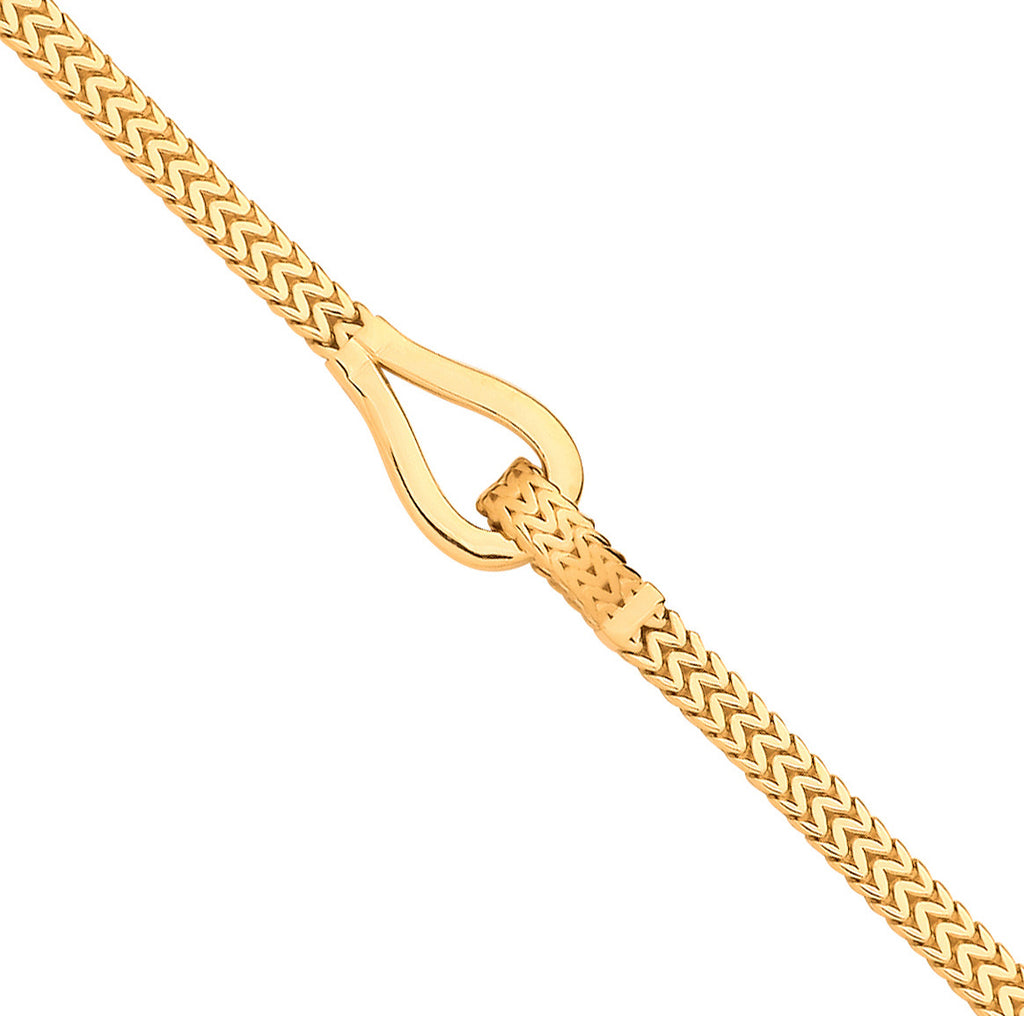 9ct Yellow Gold Herringbone Style Hollow Hook Ladies Bracelet