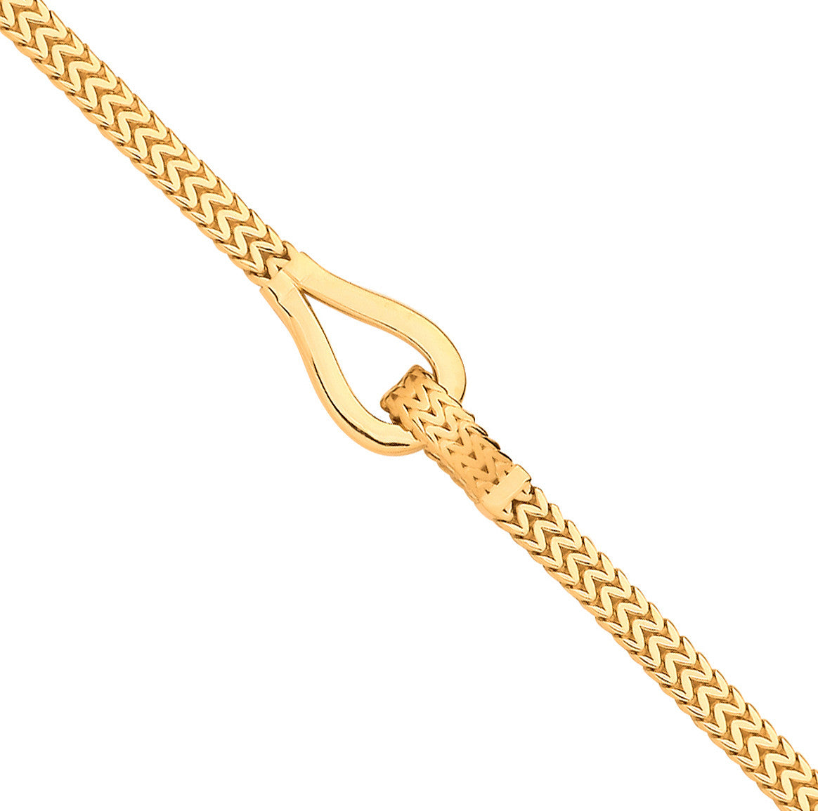 9ct Yellow Gold Herringbone Style Hollow Hook Ladies Bracelet
