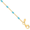 Sterling Silver Yellow Gold Plated Blue Enamel Anklet
