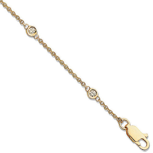18ct Yellow Gold 0.20ct Diamond by the yard Rubover Bracelet