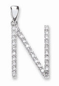 9ct White Gold 0.22ct Diamond N Initial