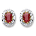 9ct Yellow Gold 0.20ct Diamond & 1.20ct Ruby Stud Earrings