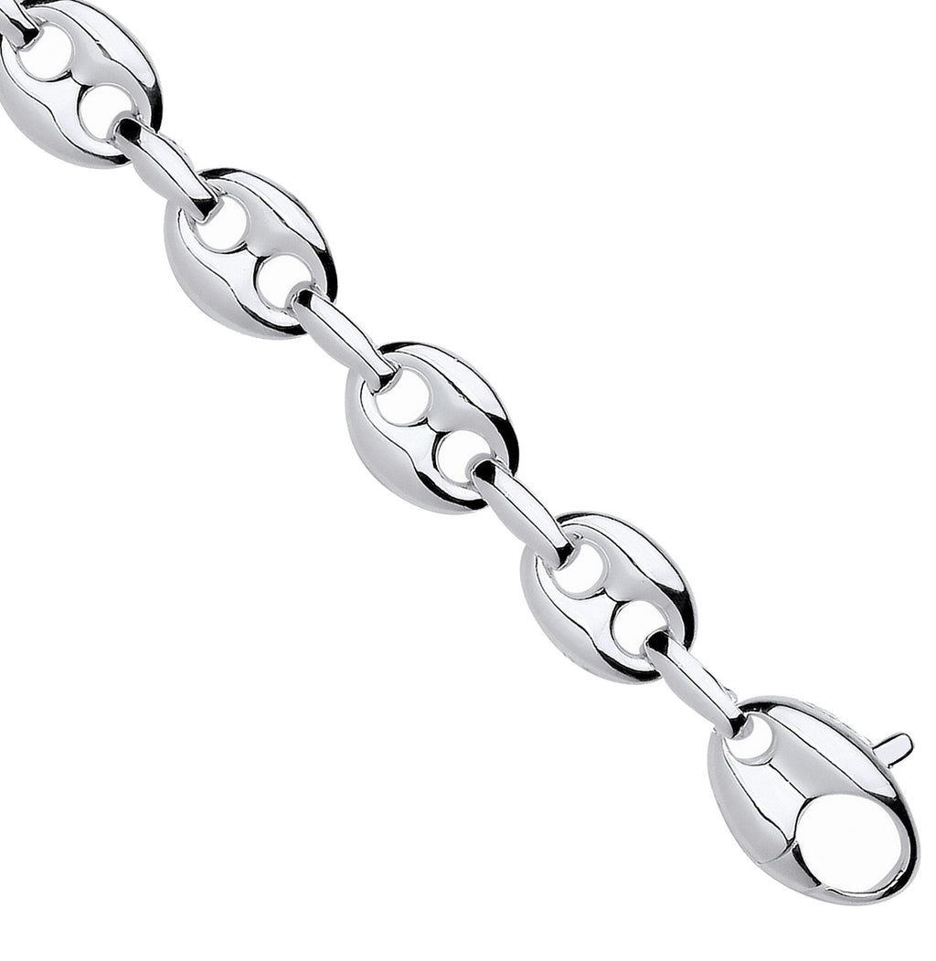 Sterling Silver Coffee Bean Link Gents Bracelet