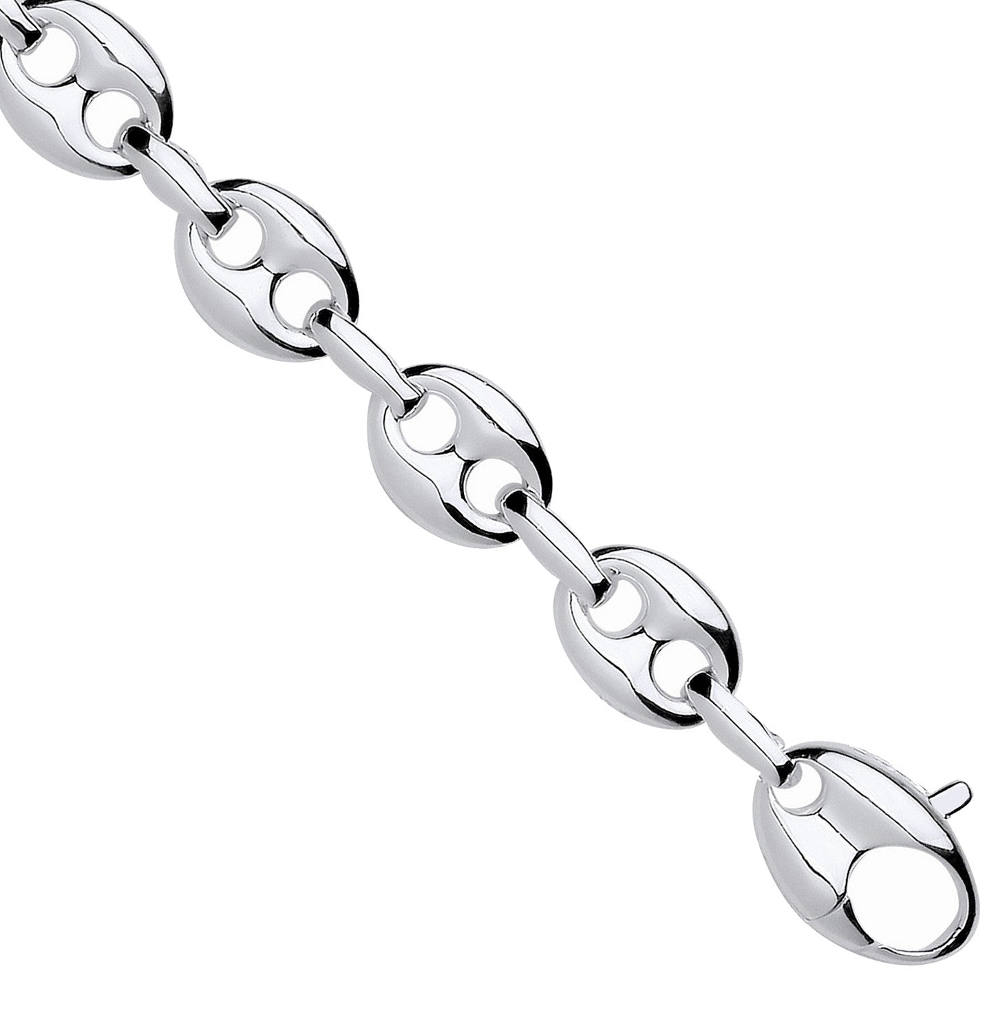 Sterling Silver Coffee Bean Link Gents Bracelet
