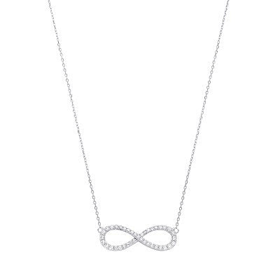 9ct White gold 0.47ctw G SI Infinity Pendant (18in/45cm) Chain
