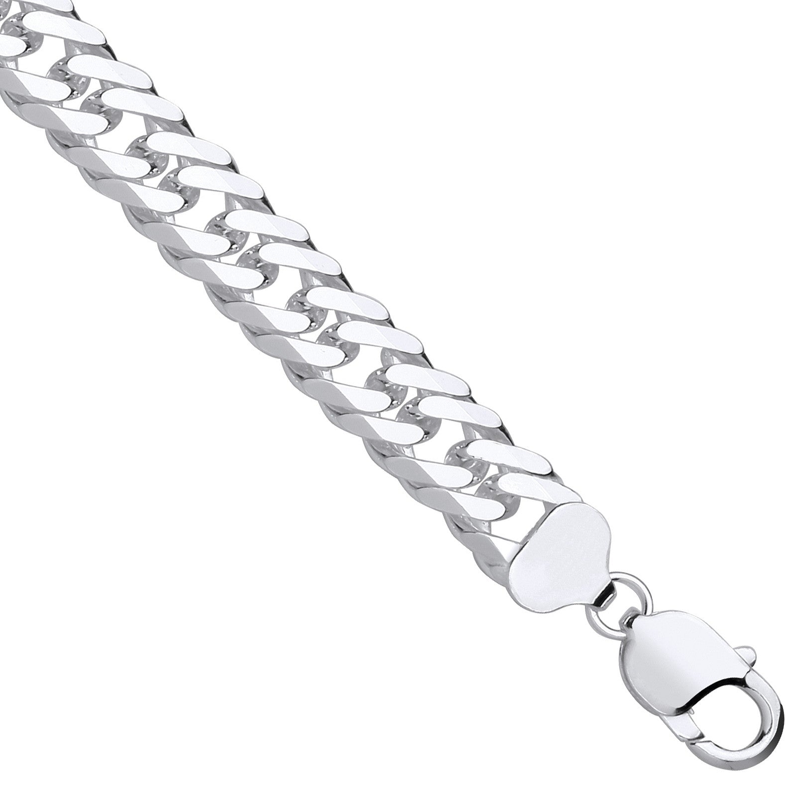 Sterling Silver 11mm Double Curb Gents Bracelet