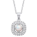 Sterling Silver Opal Halo Style Pendant with Chain