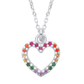 Sterling Silver Multi Colour Cubic Zirconia Heart Pendant Necklace