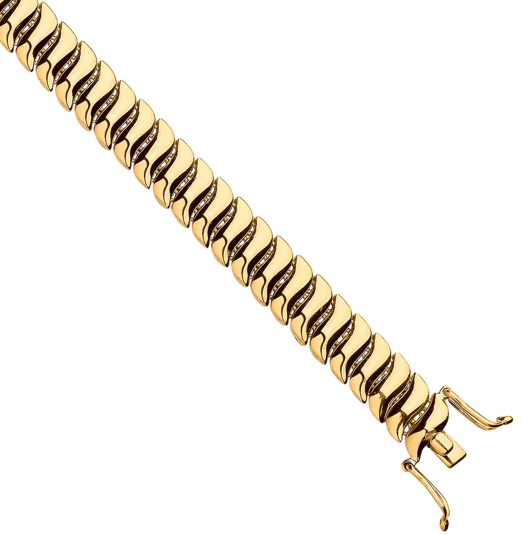 9ct Yellow Gold Ribbed 7mm Omega Snake Necklace/Bracelet